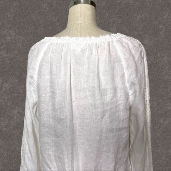J. Jill Love Linen White Embroidered Peasant Top XS - Picture 8 of 11